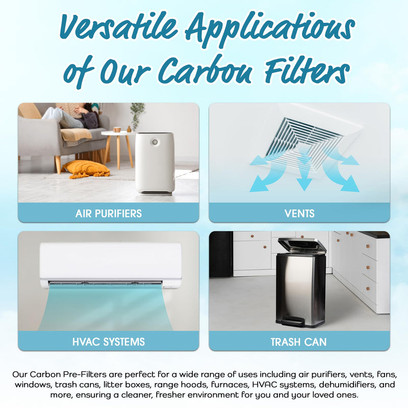 Breathe Naturally Universal Cut To Fit Activated Carbon Air Filter - Replacement Charcoal Air Filters - Carbon Filter Sheet for Air Purifier, Vent Filters & More - Made in USA (Pack of 2, 16x48) 2 Pack