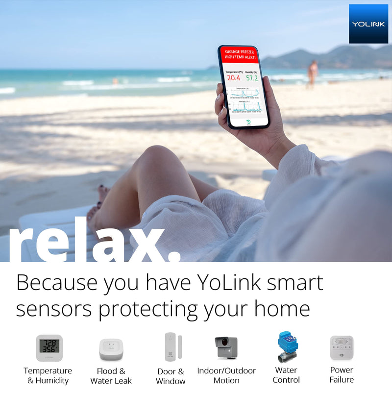 YoLink Smart Power Fail Alarm & Hub Kit, Smart Home Starter Kit with AC Power Outage Alert, LoRa Long-Range, Remote Monitoring, App Alerts, Text/SMS, Email Alerts, IFTTT With Regular Hub