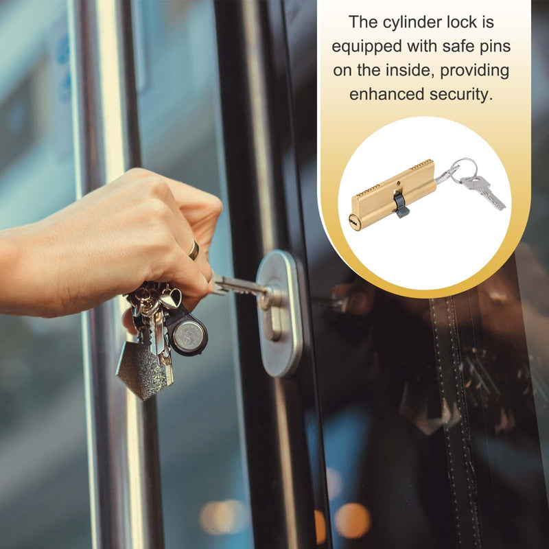 Solid Brass Lock Cylinder (75mm 32.5/42.5) - Double Lock Doors Lock Cylinder Replacement with Mounting Screw and 8 Keys for Wooden and Aluminum Doors 75mm 32.5/42.5