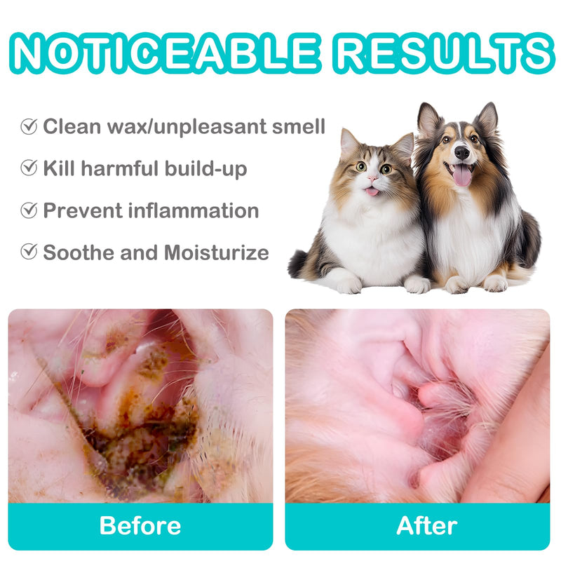 Dog Ear Drops, Dog Ear Cleaner Drops, Ear Infection Treatment for Dogs and Cats, Natural Herbal Ear Cleaning Solution for Dirty,Itchy,Smelly,Inflammed Pet Ears, 2 oz with Dropper 2 fl oz