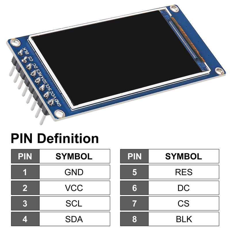 2pcs 1.9" SPI TFT LCD Display Module 170x320 RGB LCD Screen 3.3V ST7789 Drive SPI Interface 8pin Full Color for Arduino DIY