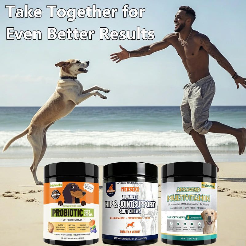 Advanced Dog Hip Joint Health Supplement Chews, Glucosamine for Dogs + Chondroitin, MSM, Turmeric & Green Lipped Mussel, Support Mobility, Pain Relief for Senior All Breeds Soft Chewable Treats White