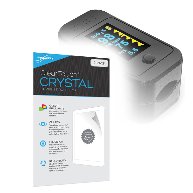 BoxWave Screen Protector Compatible with Santa Medical Dual Color OLED Pulse Oximeter - ClearTouch Crystal (2-Pack), HD Film Skin - Shields from Scratches