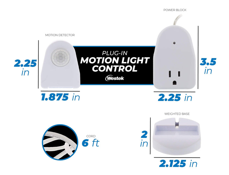 Westek MLC12BC-4 Indoor Plug-in Corded Motion Activated Light Control, Single, White 1