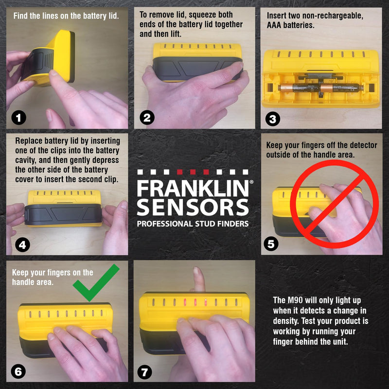 Franklin Sensors ProSensor M90 Stud Finder with 9-Sensors, Wood & Metal Stud Detector/Wall Scanner, Made in The USA Yellow