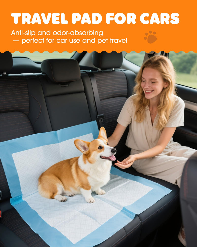 Puppy Pads - Super Absorbent & Spill-Proof Pee Pads for Dogs with 6-Layer Material, Quick-Dry & Hassle-Free Potty Pads for Floors, Furniture, Vehicle, 22" × 22", 100 Packs 22" × 22" - 100 Packs