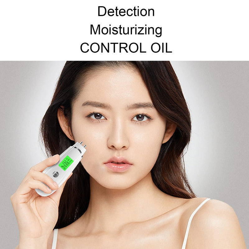Portable Skin Moisture & Oil Analyzer, Digital Skin Detector Tester with LED Display, Facial Hydration Sebum Scanner for Beauty Salon Spa Home Use, White