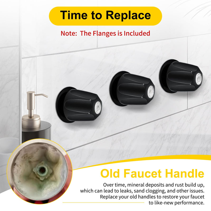 Tub Shower Trim Kit – 3 Piece Shower Knob (Included Flange Base) with 4-in-1 Tub Spout Adapter – Compatible with Pfister Verve & 3-Handle Bathtub Faucets – Fits 1/2" & 3/4" IPS Connections Shower Knob + Tub Spout + Base Matte Black