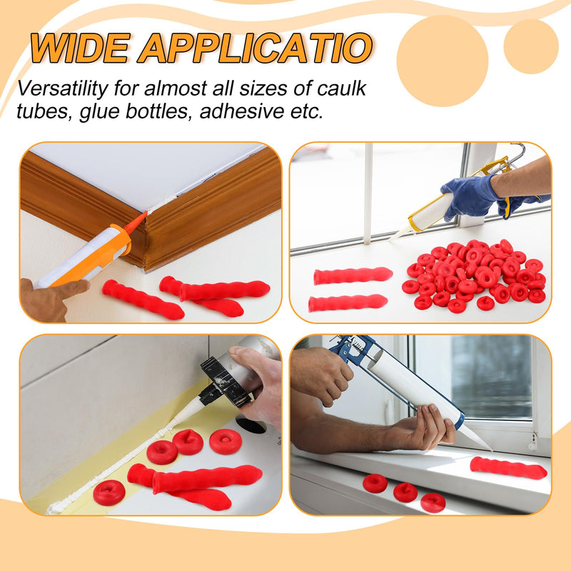 Caulk Cap Caulk Saver Cap Caulk Finishing Tool Caulk Saver Caps Caulking Tube Covers Tube Caps for Sealing and Preserving, Red (35 Pieces) 35