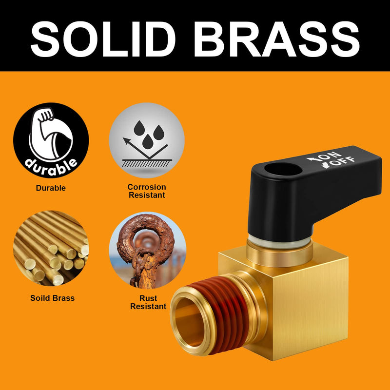 SUNROAD Air Compressor Valve Brass Drain Cock Ball Valve 1/4" NPT Male Thread Air Compressor Accessories 2pcs with Thread Seal Tape with Plastic Case