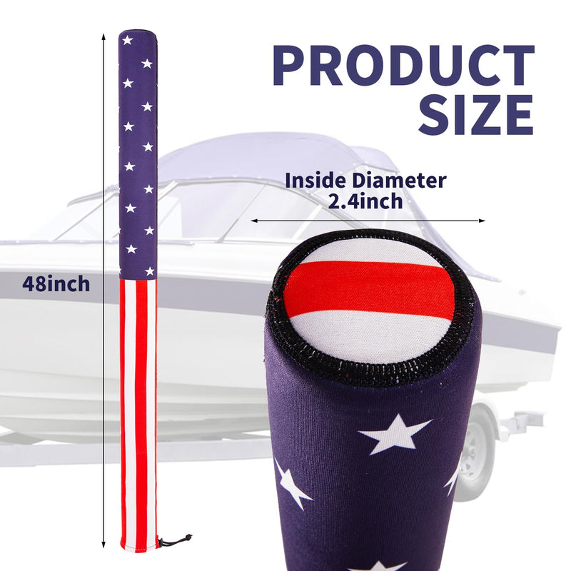 2Pack Boat Trailer Guide Poles Cover, Heavy Duty Neoprene Boat Trailer Guide Pads, Marine Grade Waterproof Trailer Guide Pole Covers with Secure Drawstring, Protect Boat Hull from Scratches (48 Inch) 48 Inch