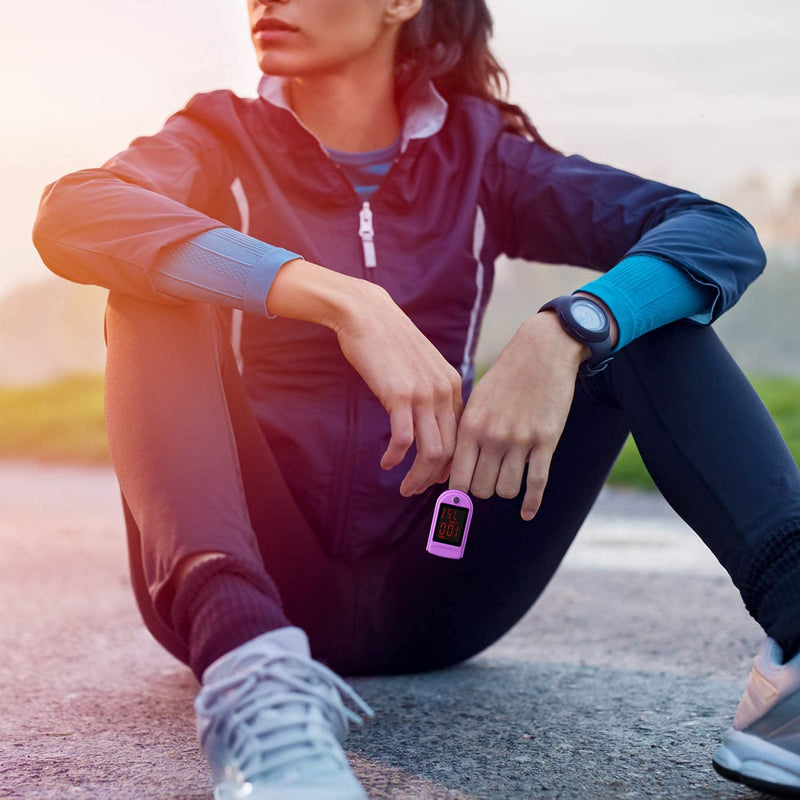 Zacurate Pro Series 500DL Fingertip Pulse Oximeter Blood Oxygen Saturation Monitor with Silicone Cover, Batteries and Lanyard Mystic Purple