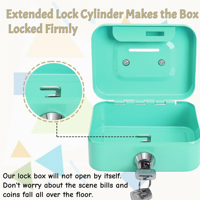 4 Pack Mini Cash Box, Small Metal Money Box with Key Lock, 4.5"L × 3.3"W × 2"H Durable Safe Coin Organizer Bank for Christmas New Year Gift