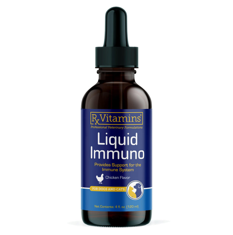 Rx Vitamins Liquid Immuno - with L-Lysine for Cats and Dog Health - Reishi Mushroom Supplement for Dogs & Cat Immune Support - Vitamins for Dogs and Dog Eye Supplements with Lutein - Chicken (4oz)