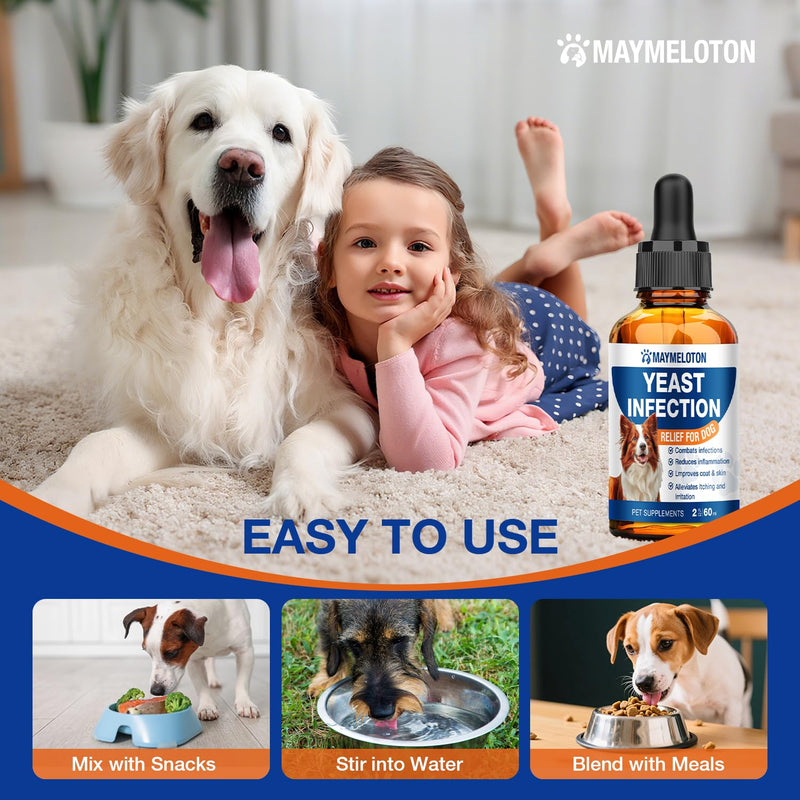 Yeast Infection Treatment for Dogs, Dog Ear Infection Treatment, Soothe Ear & Paw Discomfort, Ease Irritation & Inflammation, Aid Pet Skin Allergy, Bacon Flavor 60ml Dog Itch Relief Supplement 1 Pack