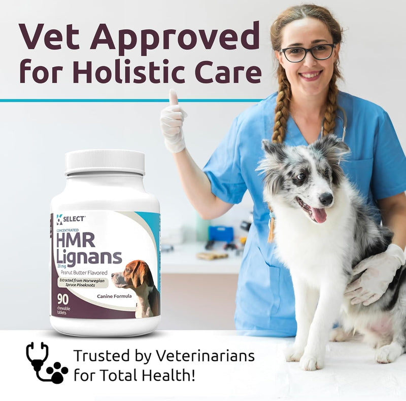 K9 Select Wellness Bundle for Dogs: Peanut Butter Flavored HMR Lignans (20mg, 90 Tablets) & Beef Flavored Melatonin (6mg, 90 Chewable Tablets) - Holistic Health Assistance - Small to Large Breeds