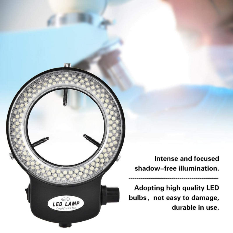 Akozon Microscope LED Light, Microscope Camera 144 LED Beads Light Source Brightness Adjustable Ring Lamp for Stereo Microscope & Camera (Black)