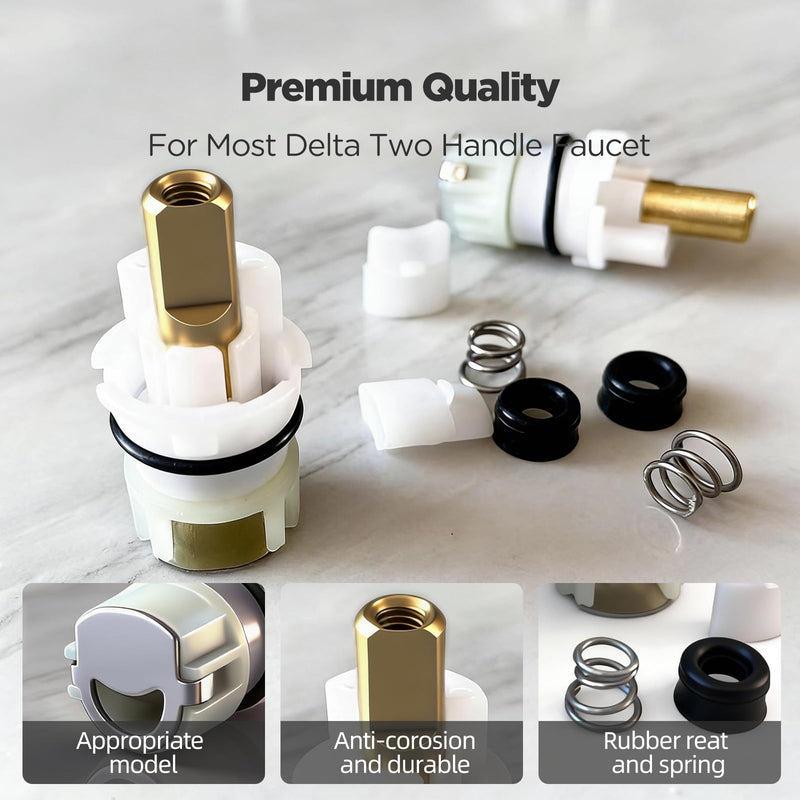 Faucet Repair Kit RP25513 - Replacement for Delta 2-Pack Stem Assembly with RP24096 Cartridge, RP4993 Seats & Springs, for Two-Handle Bathroom, Tub, and Shower Faucets(FC-01)