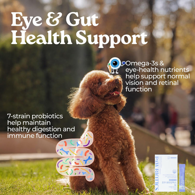 Pawbiotics Eyes – Astaxanthin Lutein DHA Eye Supplement for Dogs & Cats, 7-Strain Probiotic Blend by IFF Danisco, Immune & Eye Support, Korean Pet Supplement, Natural Blueberry Flavor, 30 Sticks