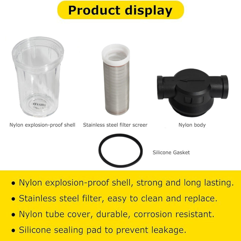 BUPUROTT Water Pump Strainer Filter Inlet Filter for High Pressure Washer, Sediment Filter Attachment, 80 Mesh Screen(1/2“ 80Mesh) 1/2“ 80 Mesh