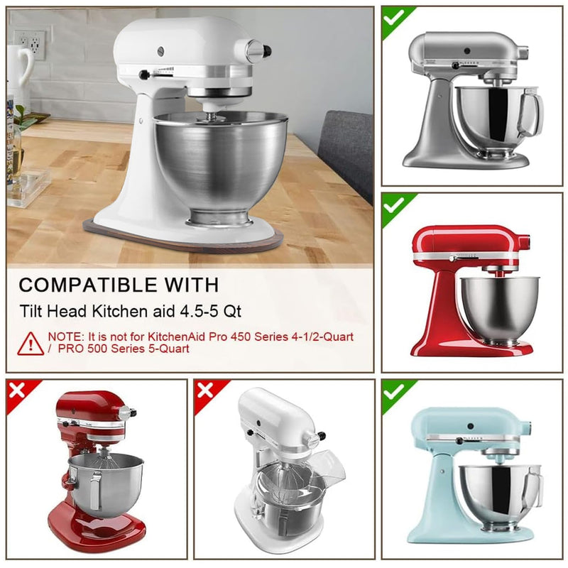 Mixer Slider Compatible with Kitchen aid Bowl Lift 4 .5-5 Qt Stand Mixer Pine Wood - Kitchen Countertop Storage Mover Sliding Caddy for Kitchen Aid 4 .5-5 Qt Mixer (4 .5-5 Qt - Brown) 4 .5-5 Qt - Brown