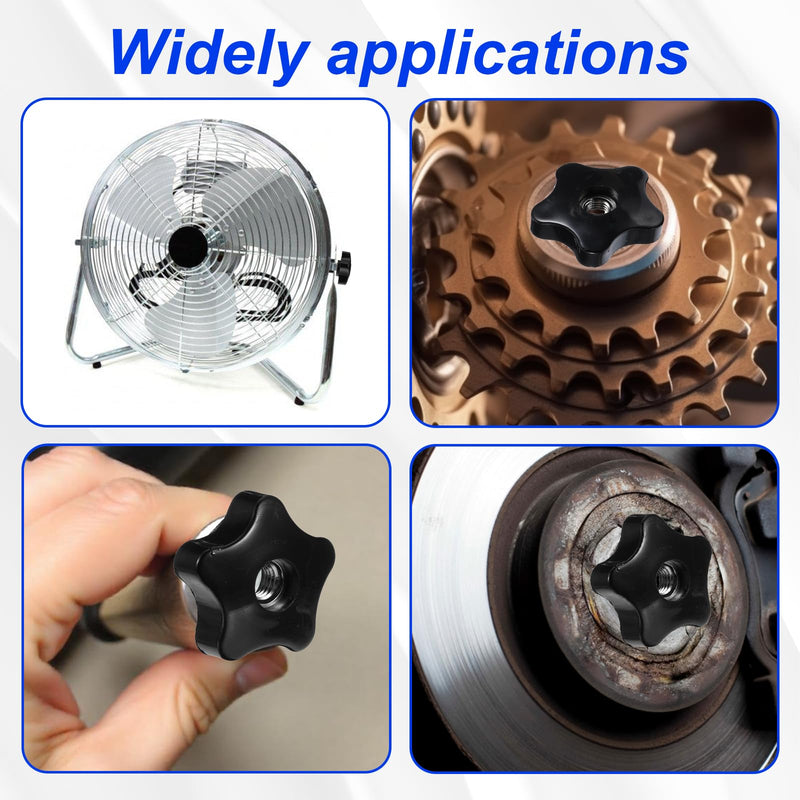 6pcs 3/8 Female Thread Knob Black,3/8 Inch Star Knobs, 5 Star Shaped Threaded Knob,3/8-16 Thread Knob Nut for T Track Bolts Jigs Knobs,Sawing Machine, Drilling Machine, Plastic Screw-On Type 3/8 Inch