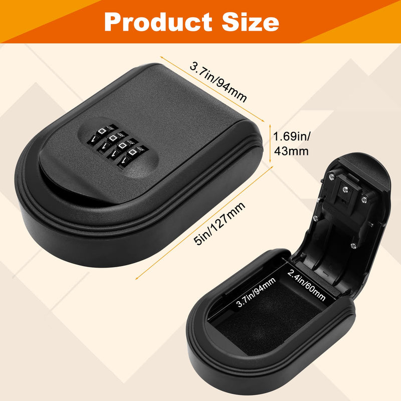 Magnetic Key Holder with Lock, Magnet Key Lock Box Hidden Under Car, Secure 4-Digit Combination with Resettable Code For for Indoor, Outdoor Store Car Key, Door Key (Black) Black