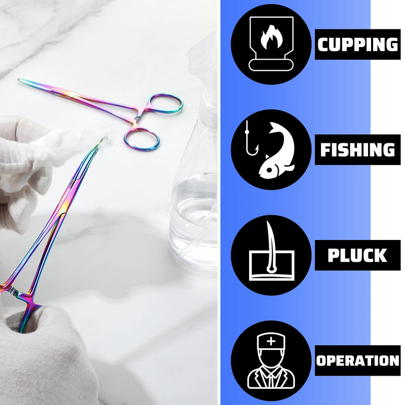 BBTO Hemostat Curved and Straight Hemostat Forceps Piercing Pliers Forceps, Stainless Steel Straight and Curved Pliers, Fishing Tweezer Hemostats(Colorful,2 Pcs) 2 Colorful