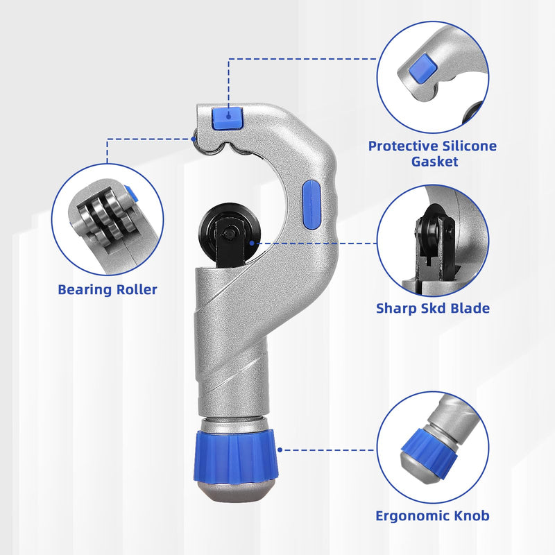 DOMINOX Pipe Cutter Tool Kit 3/16-2 Inch (5-50mm) Outer Diameter, Tubing Cutter with Deburring Tool for for Copper, Brass, Aluminum and Stainless Steel, Tube Cutter Set