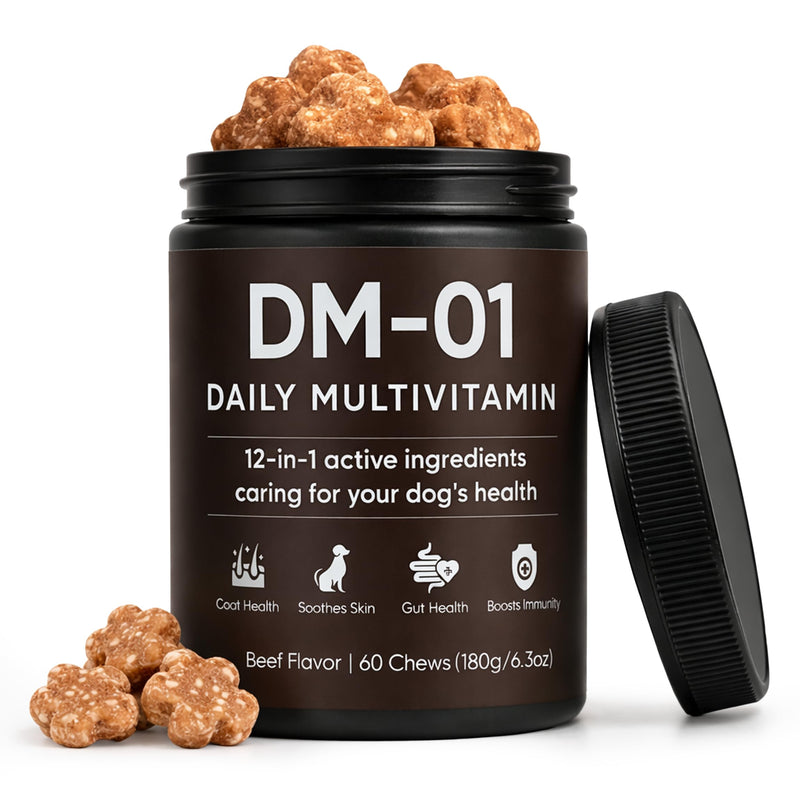 DM-01 Daily Multivitamin for Dogs - Advanced Hip & Joint Support, Boosts Immune System & Digestion, Promotes Skin, Coat & Organ System Health, Enhances Activity & Mood, 60 Chews (1) 1