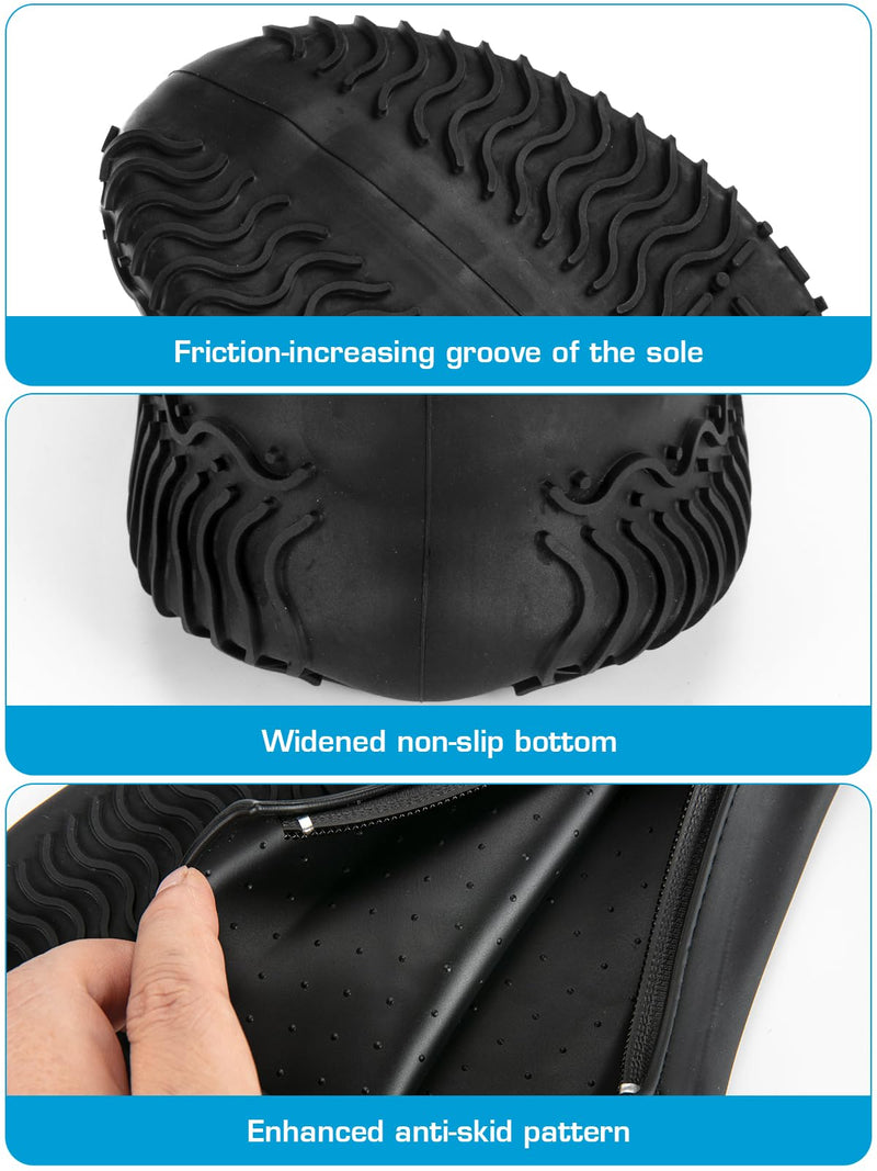 Waterproof Rain Shoe Covers, Silicone Overshoes with Zipper Non-slip Galoshes for Men and Women XL(Women 11-13, Men 9.5-13) Black