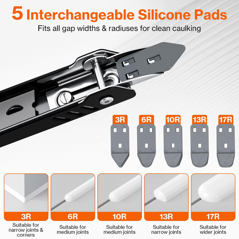 Preciva 6-in-1 Caulking Removal Tool w/ 5 Pads, Spatula