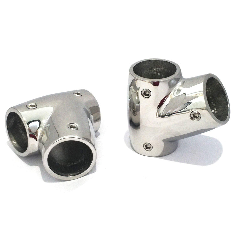 316SS Right Side and Left Side Marine Grade Handrail Fitting 60° Deck Hand Tee for 7/8 inch Tube/Pipe of Boat Marine Solid pair for 7/8inch tube