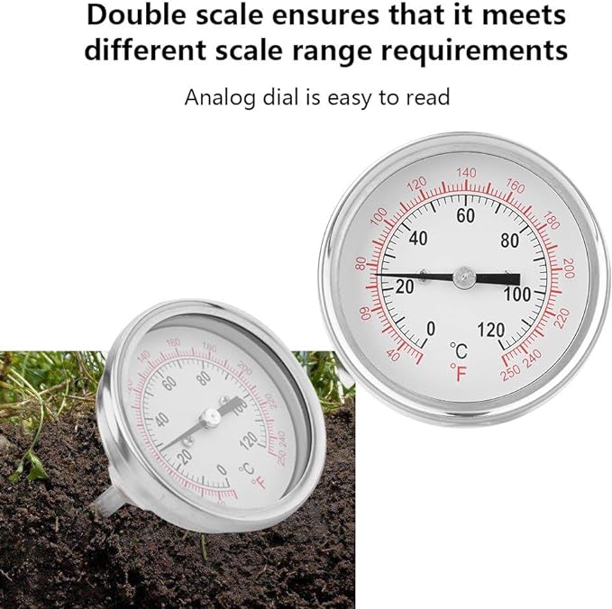 Thermometer, Bimetal Thermometer, Clip-on Thermometer, Pipe Thermometer, 0-120℃, Clip-on Thermometer, Bimetal Stainless Steel, Spring Included, Oven Thermometer for BBQ Pit Cooking, Roasting - NewNest Australia