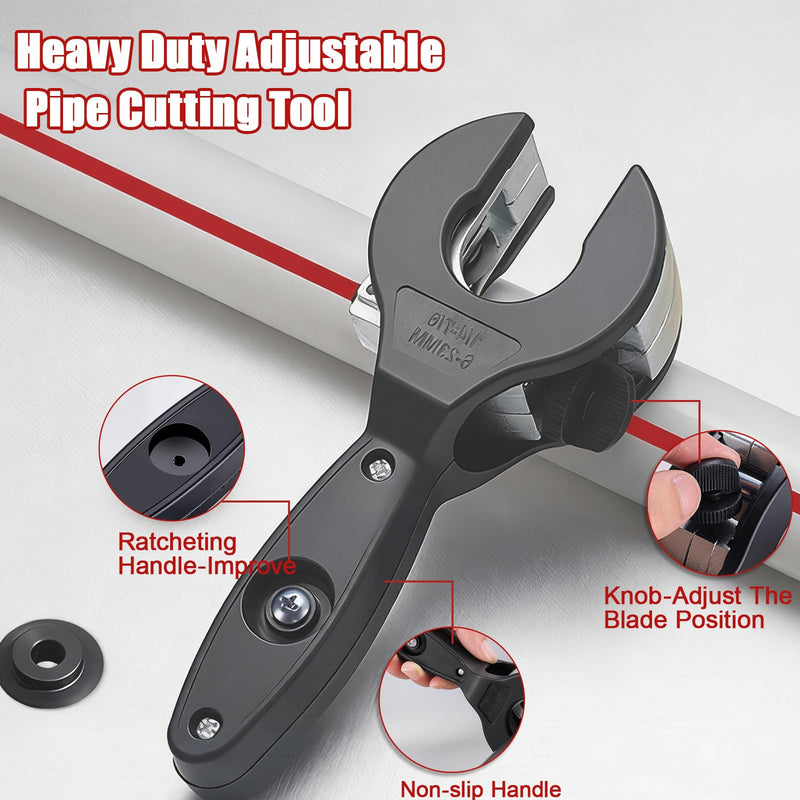 Ratcheting Pipe Cutter Tool,Ratchet-Type Tube Pipe Cutter,One-Hand Fast Pipes Cutting Tool,for Cutting 5/16-1-1/8 Inch Pvc Stainless Steel Copper Aluminium,Quick Cut Ratcheting Tubing(Black,1/4"–7/8") 1/4"–7/8" Black