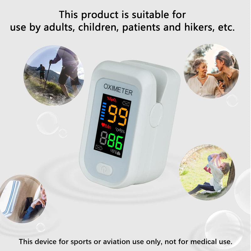 Pulse Oximeter Fingertip Blood Oxygen Saturation Monitor, Oximeter Finger Pulse Oximeter(SpO2 and PR), LED Screen with Lanyard [White]