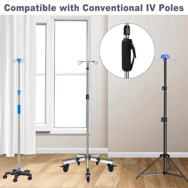 Beautyflier Universal IV Poles Stand Grip Holder Strap for Move, Removable Handle for IV Pole, Adjustable Height for Home Care (IV Pole Not Included)
