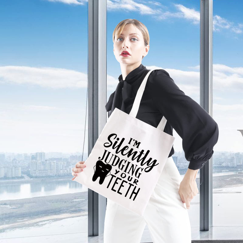 Dentist Gift Dental Hygienist Gift Dental Assistant Gift I’m Silently Judging Your Teeth Dental Graduation Bag Judging Your Teeth Tote