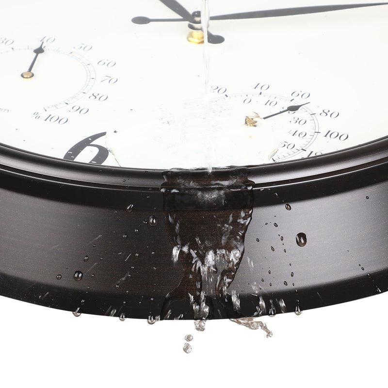 CLXEAST Indoor Outdoor Clocks Waterproof 16 Inch, Large Outdoor Clock with Temperature and Humidity for Patio,Porch,Pool,Oil Rubbed Bronze Black Finish,House Warming Gifts New Home Oil Rubbed Bronze Black