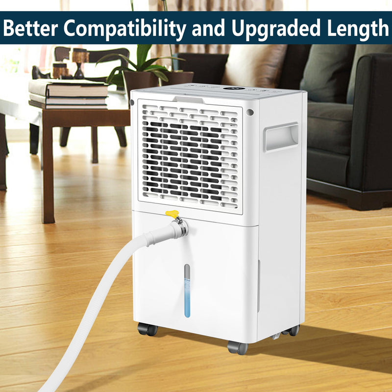 6.5 Ft Dehumidifier Drain Hose 3/4" FHT- Cuttable Leakproof Dehumidifier Discharge Hose for Drainage- Flexible Universal Corrugated Drain Hose Replacement with Clamp for Most Dehumidifier 6.5 Ft White