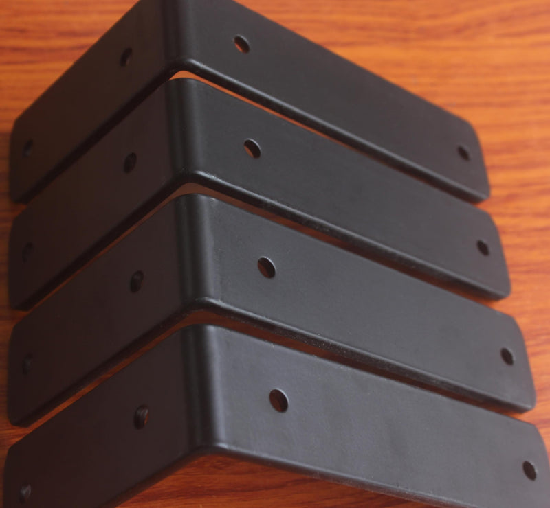4 Pack - L 6" x H 4" x W1.5", 5mm Thick Black L Shelf Bracket, Iron Shelf Brackets, Metal Shelf Bracket, Industrial Shelf Bracket, Floating Shelf Bracket, Shelf Supports with Screws Black 4 Pack 6''x4''