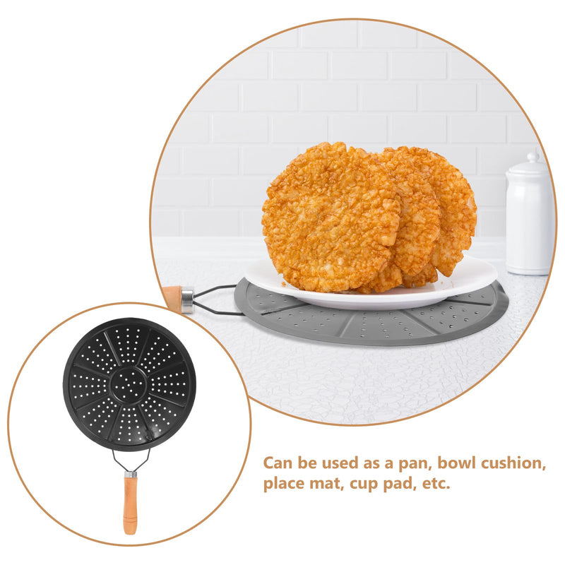 Hemoton Kitchen Heat Diffuser Insulation Pad 14.37 X 8.66 in Anti-Scalding Pot Mat with Wooden Handle Heat Resistant Trivet for Stove Top Coffee Mug Warmer Milk Insulation Mats 2 Pcs