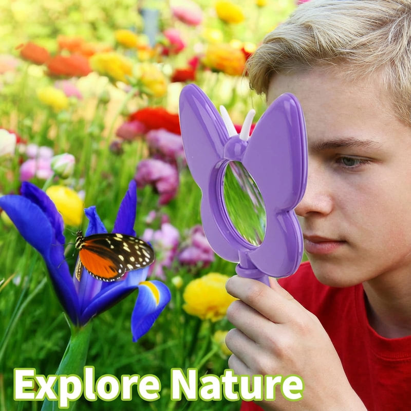9 Pcs Insect-Shaped Handheld Magnifying Glasses - Butterfly/Bee/Ladybug Bug Magnifiers for Teens, Outdoor Exploration Tools for Adolescents, Ideal Educational Learning Gifts