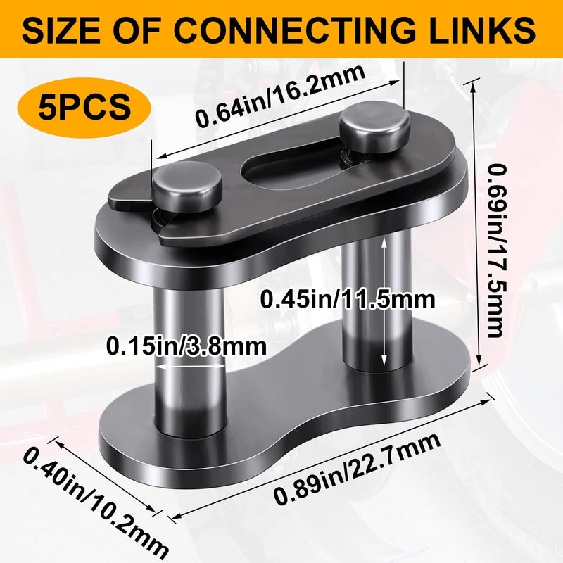 PAGOW 5pcs #40 Roller Chain Connecting Links, Master Connector Link, Heavy Duty Manganese Steel (5pcs #40） 5