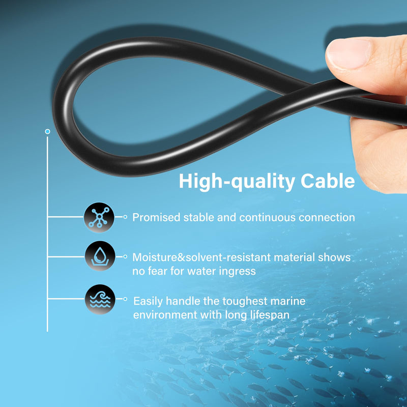 NMEA 2000 (N2K) 14-Foot Drop Cable Backbone Cable Extension Cable Fit for Lowrance Simrad B&G Navico Garmin Networks, Stable Connection, IP67 Waterproof 14 Feet