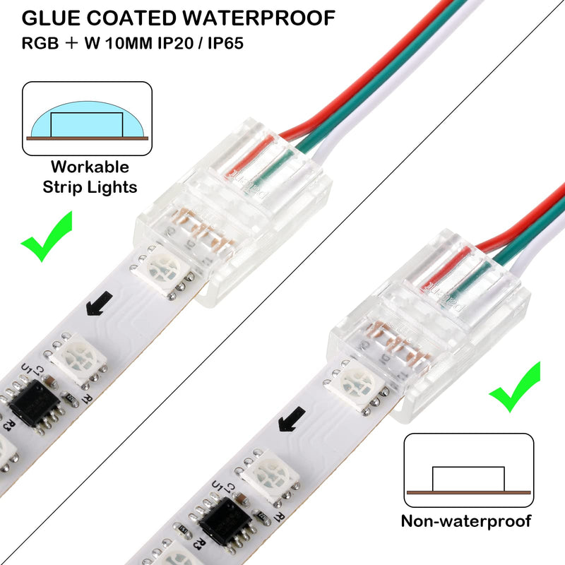 Flutesan 20 Pieces 3 Pin LED Light Connectors Strip to Wire Quick Connector LED Extension 3 Pin Strip Connector 10 mm Terminal Strip Connectors Clear Track Lighting Connectors for 5050 RGB Strip Light