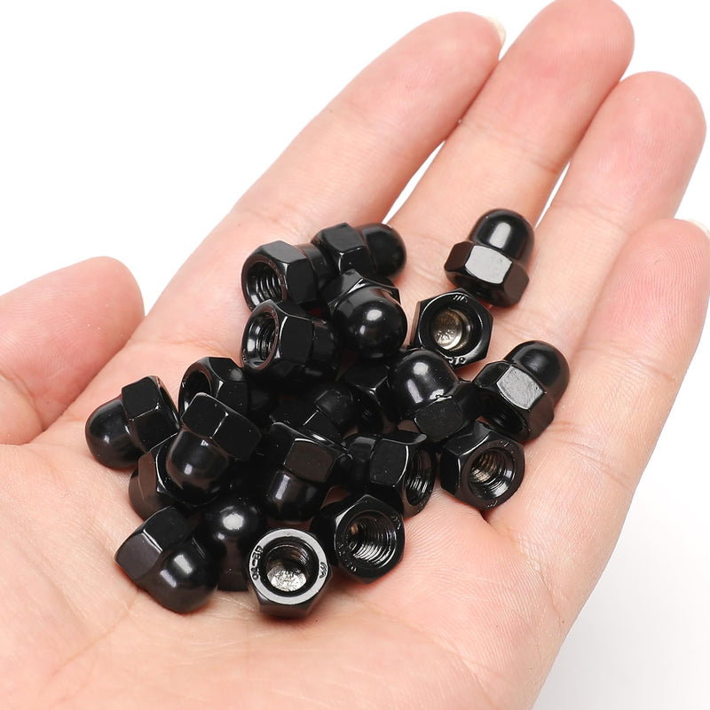 25PCS M6 Black Acorn Cap Nuts, Black Acorn Nut 304 Stainless Steel