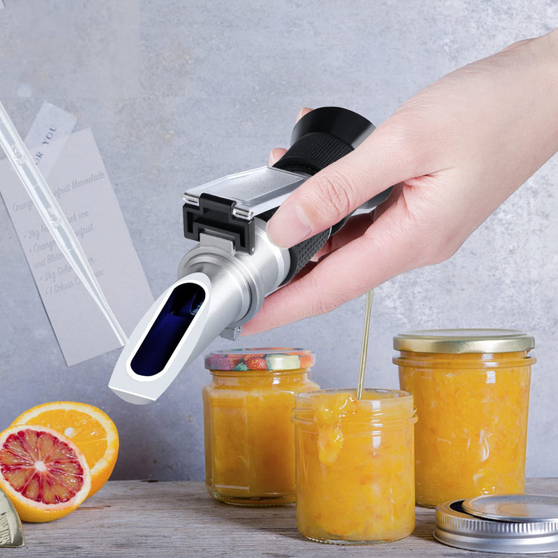 Brix Meter Refractometer 0~90%, Handheld Brix Refractometer, High Accurate Brix Measurement Tool with ATC for Fruit, Beverages&Juice, Honey, Maple Syrup, Molasses and Other Sugary Drink Brix: 0~90%
