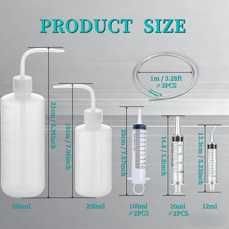 Soft & Liquid Diet Kit - 10 Pcs Jaw Surgery Recovery Feeding Set with 4 Direct Syringes, 1 Curved Syringes, 2 Squeeze Bottles, 3 Tubing - for Jaw Surgery Recovery, Liquid Feeding, Epoxy Resin, Oils & Industrial Use