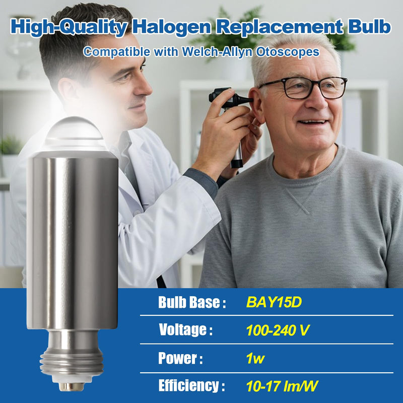 03100-U Halogen Replacement Bulbs Compatible with Welch A-llyn Otoscopes, 3.5 Volt Replacement Bulbs, 4 Pack